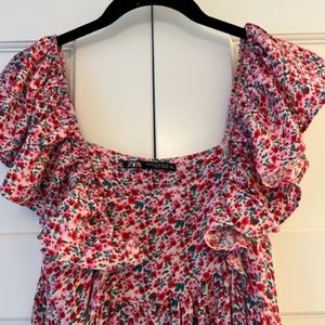 ZARA Floral Print Floral Dress - XS